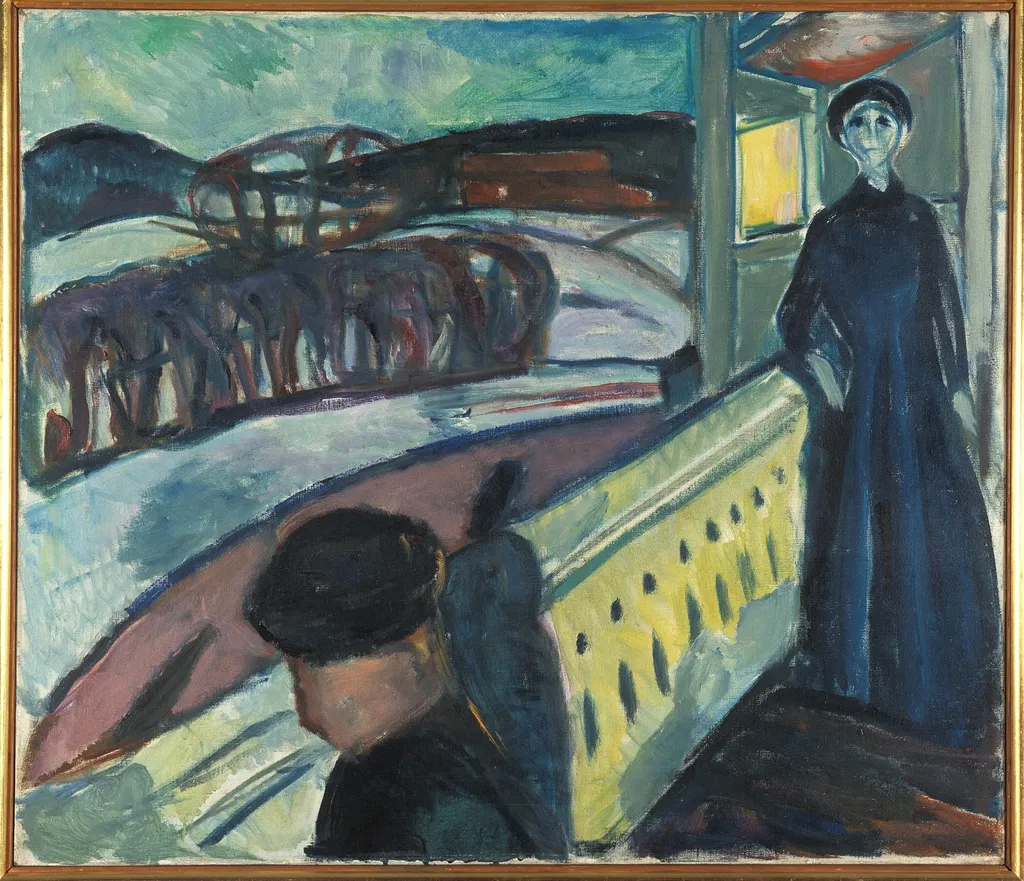 On the Veranda Stairs, by Edvard Munch, oil, 1922