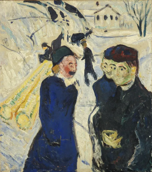 People and Timber Transport in a Kragerø Street, by Edvard Munch