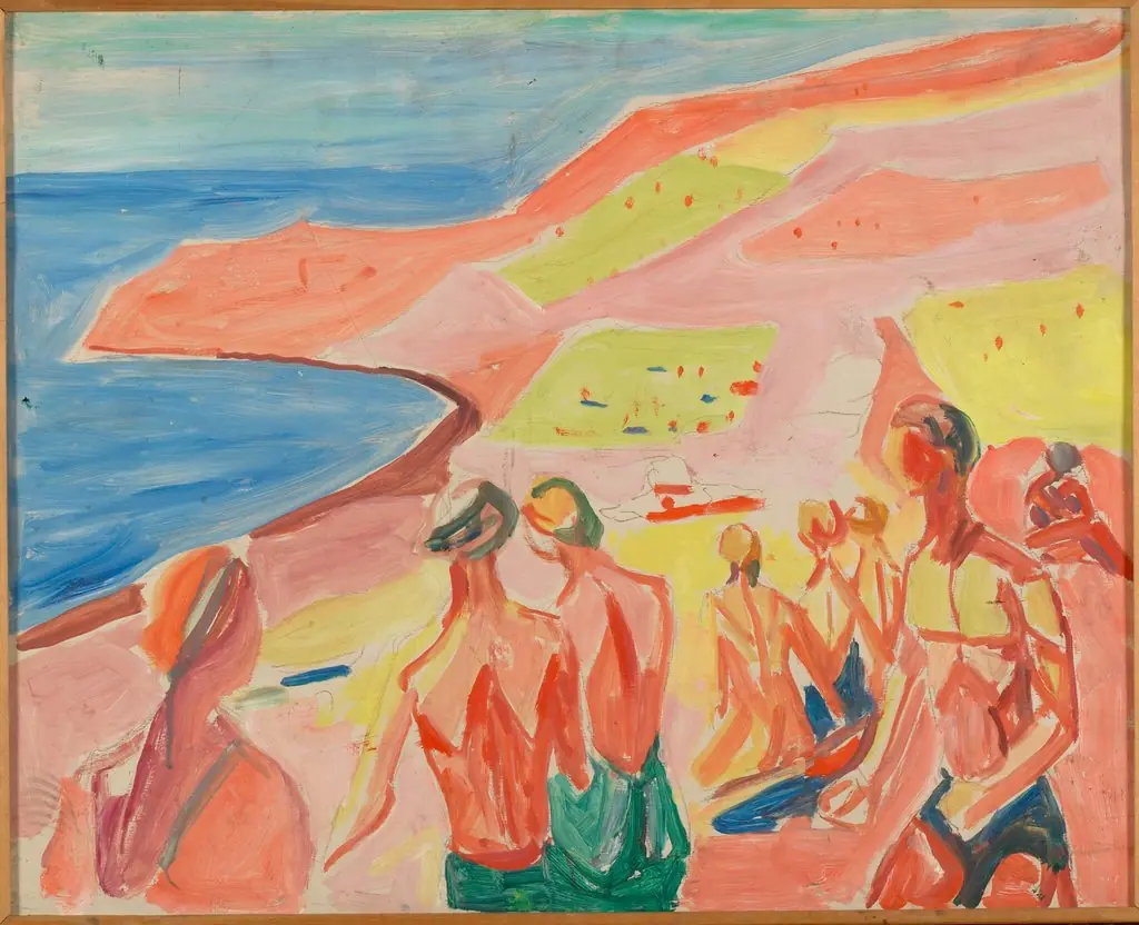 People Sunbathing in a Bay, by Edvard Munch