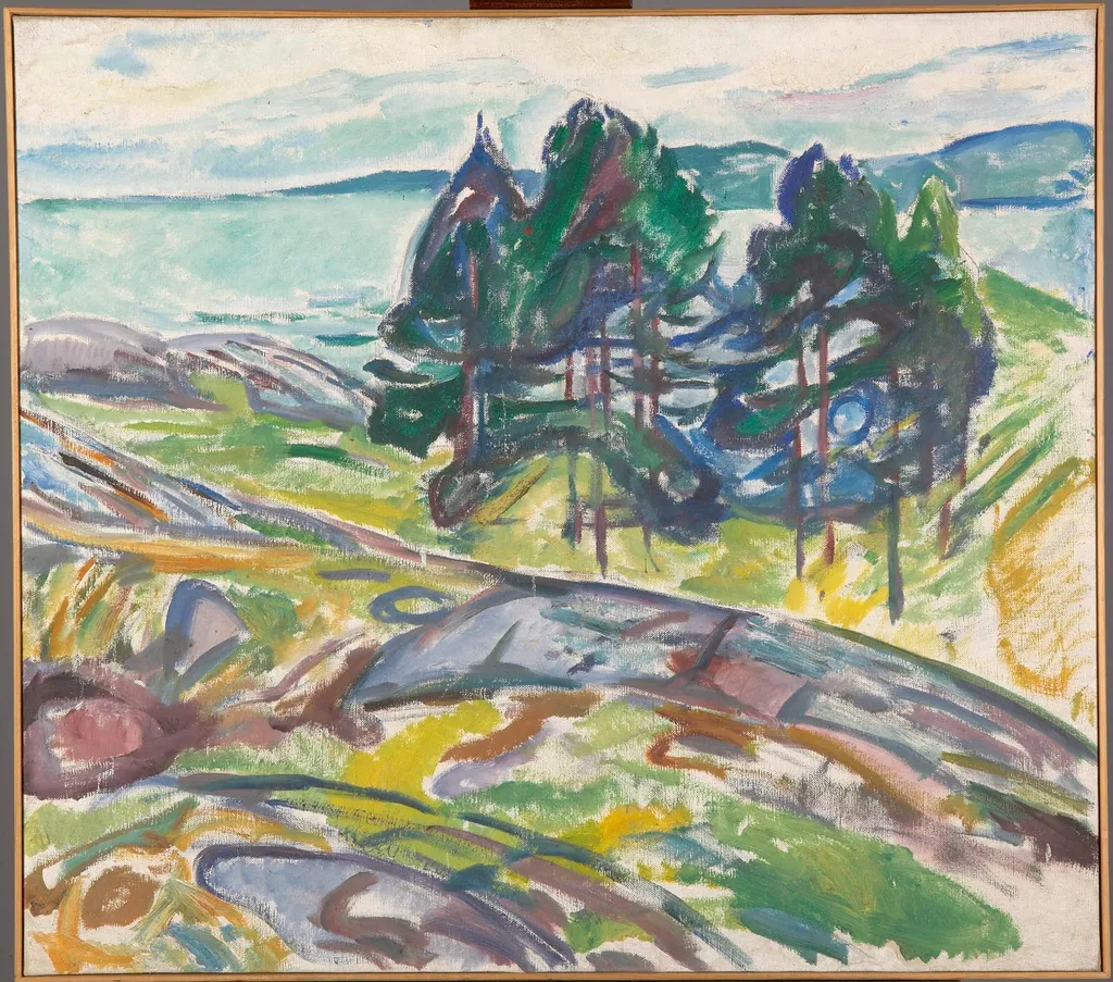 Pine Trees by the Sea, by Edvard Munch, oil, 1911