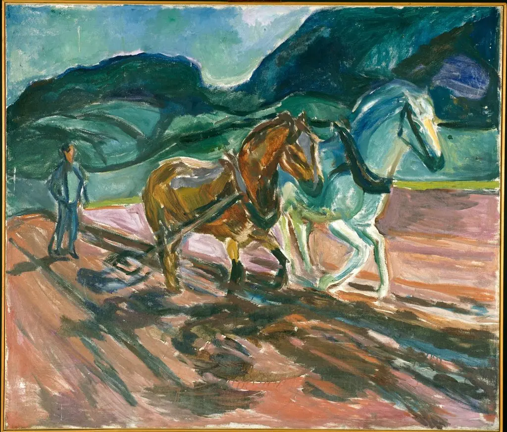Ploughing Horses, by Edvard Munch