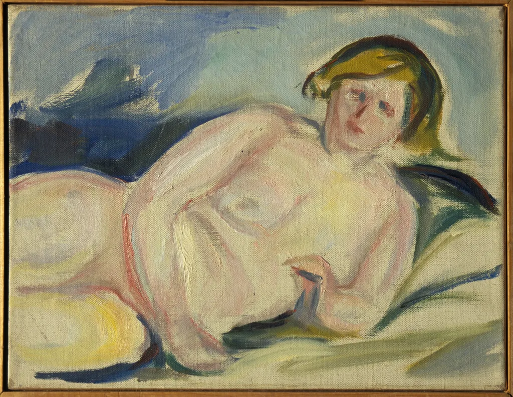 Reclining Nude, by Edvard Munch, oil, 1916