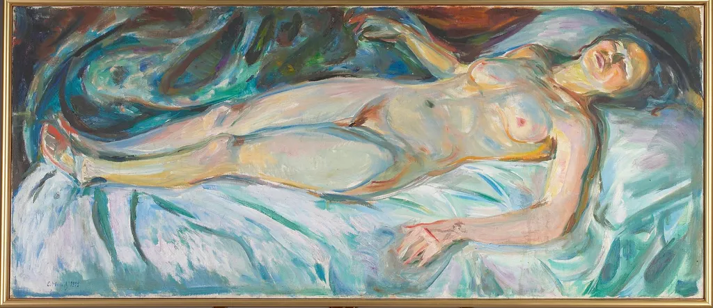 Reclining Nude: Night, by Edvard Munch, oil, 1925