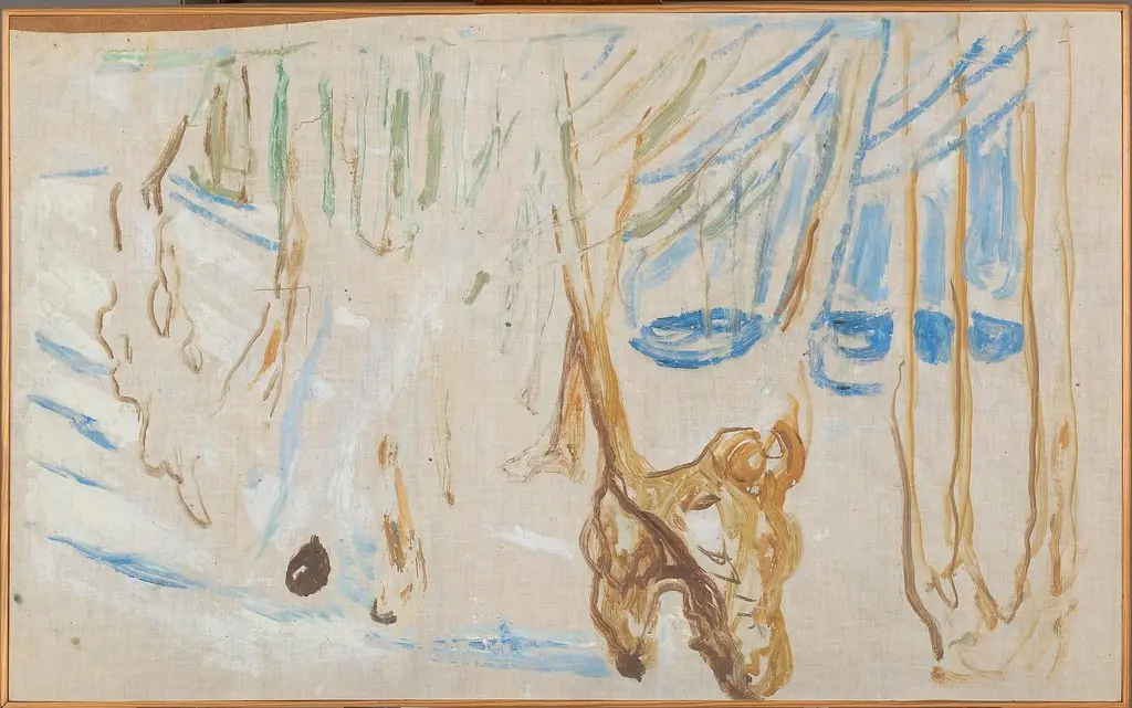 Rugged Trunks in Snow, by Edvard Munch