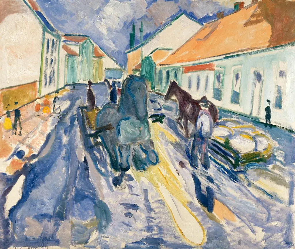Runaway Horse in Street, by Edvard Munch