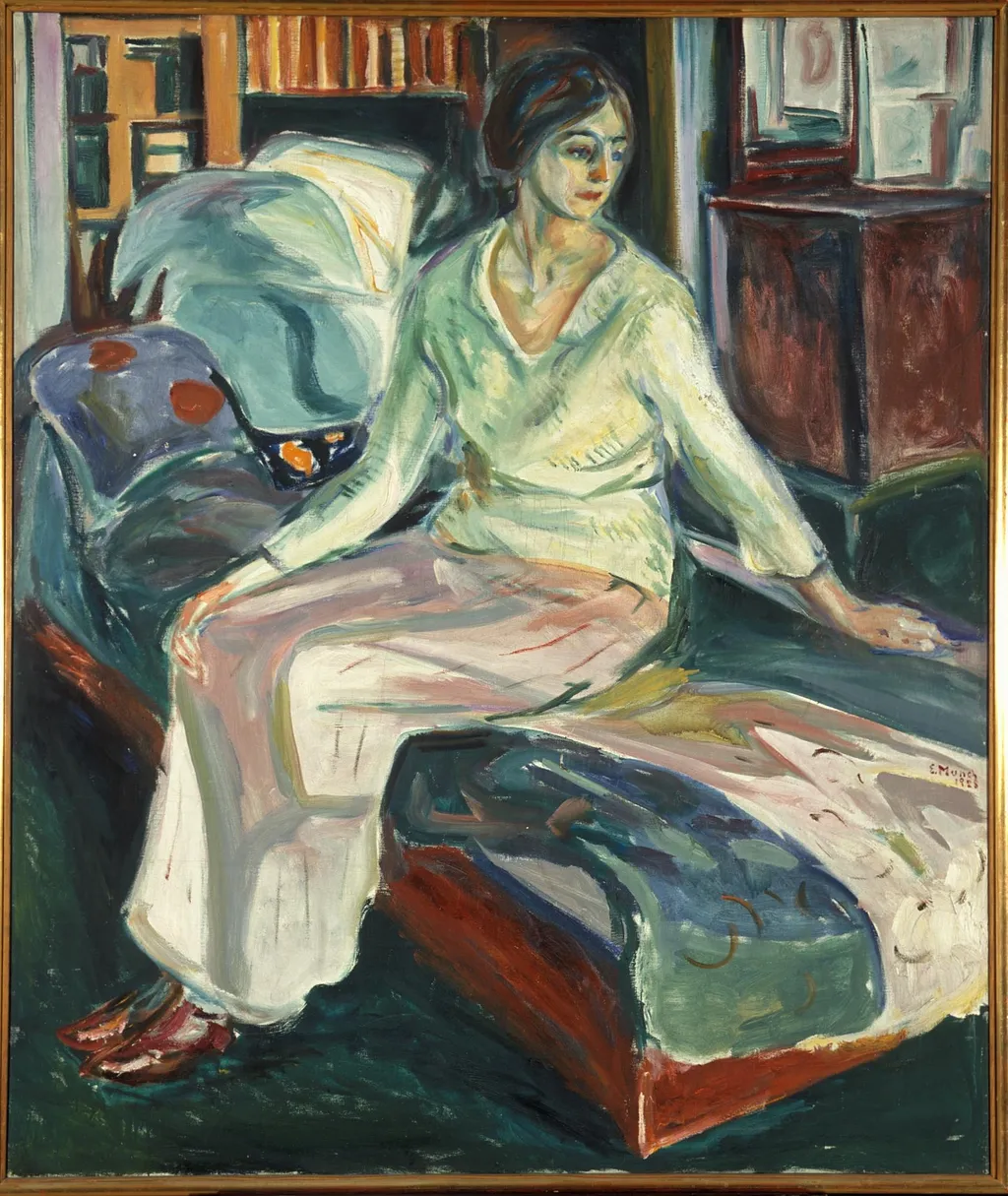Seated Model on the Couch, by Edvard Munch, oil, 1924