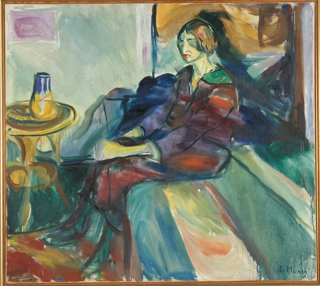 Seated Model on the Couch, by Edvard Munch, oil, 1924