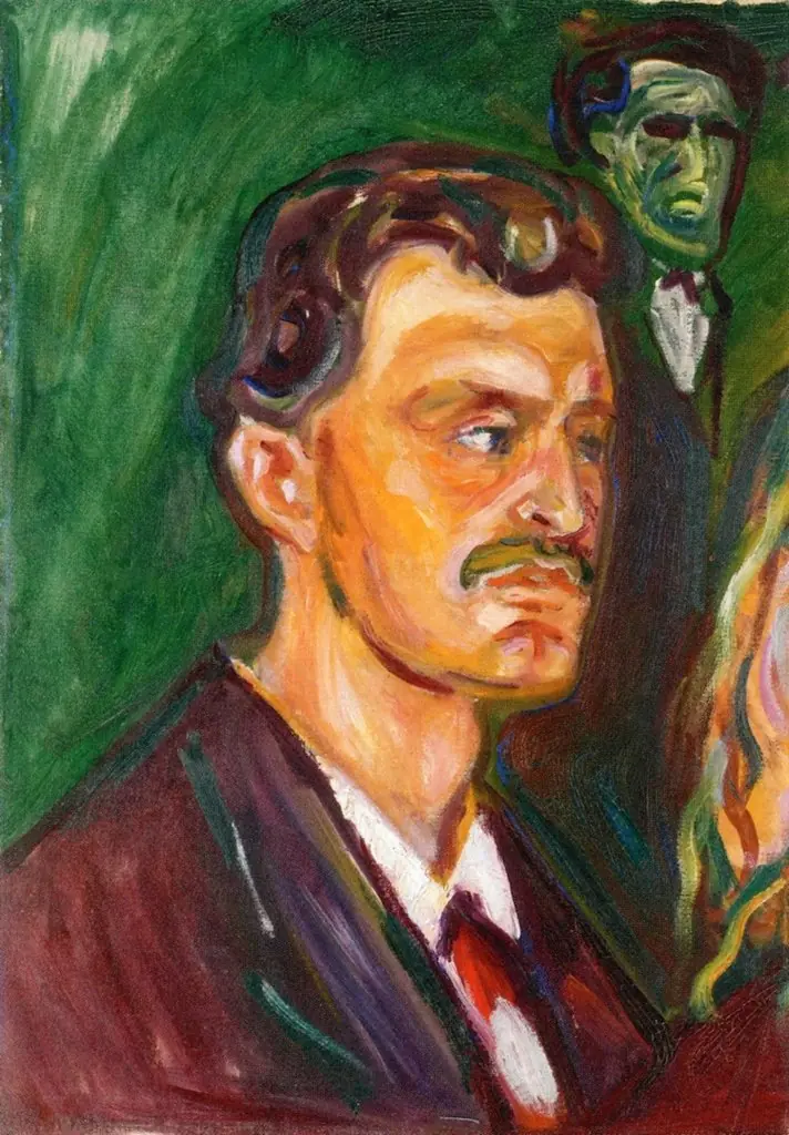 Self-Portrait against a Green Background, by Edvard Munch