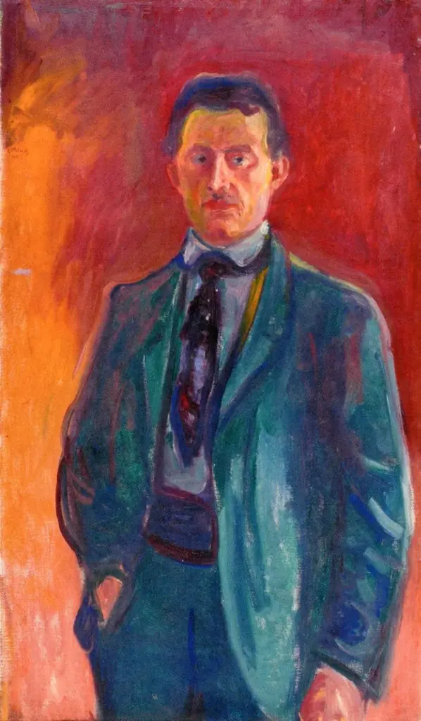Self-Portrait against Red Background, by Edvard Munch