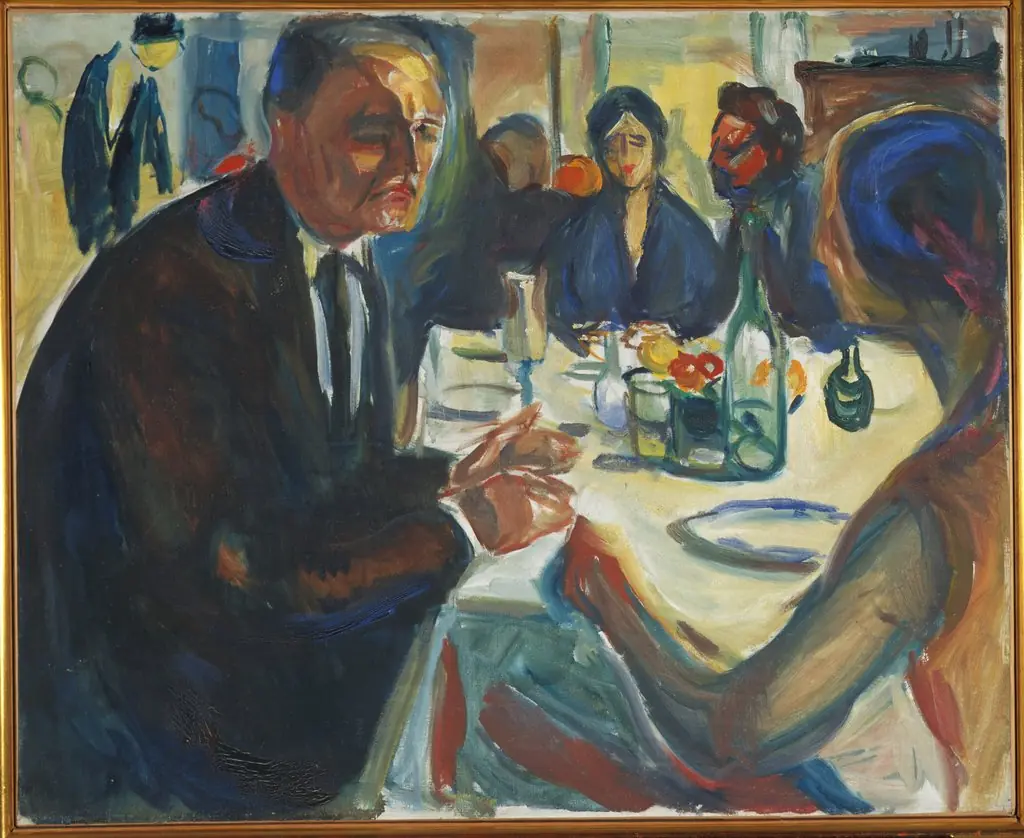 Self-Portrait at the Wedding Table, by Edvard Munch