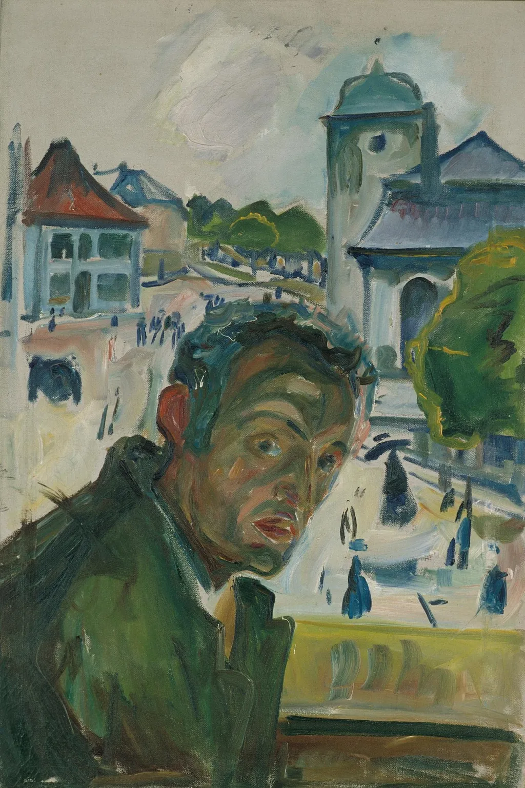 Self-Portrait in Bergen, by Edvard Munch, oil, 1916