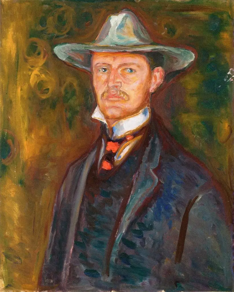Self-Portrait in Broad Brimmed Hat, by Edvard Munch