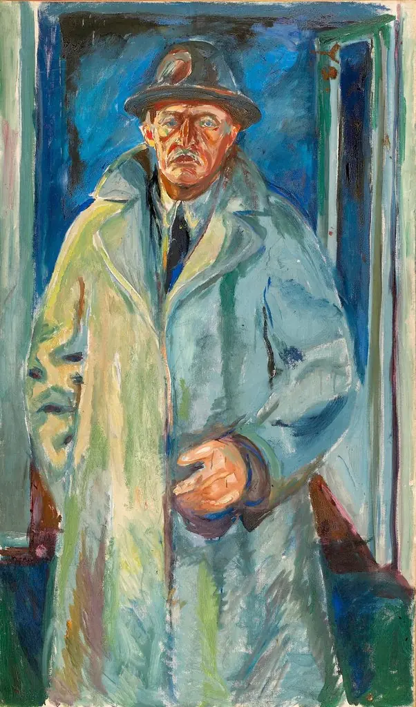 Self-Portrait in Hat and Coat, by Edvard Munch
