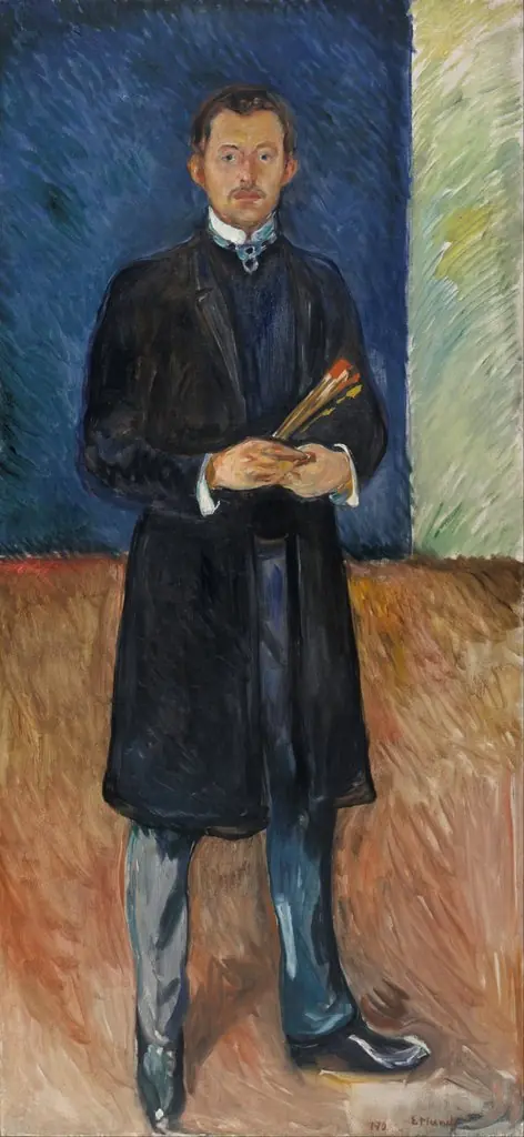 Self-Portrait with Brushes, by Edvard Munch