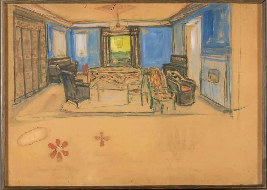 Set Design for Henrik Ibsen's "Hedda Gabler", by Edvard Munch, gouache, 1906