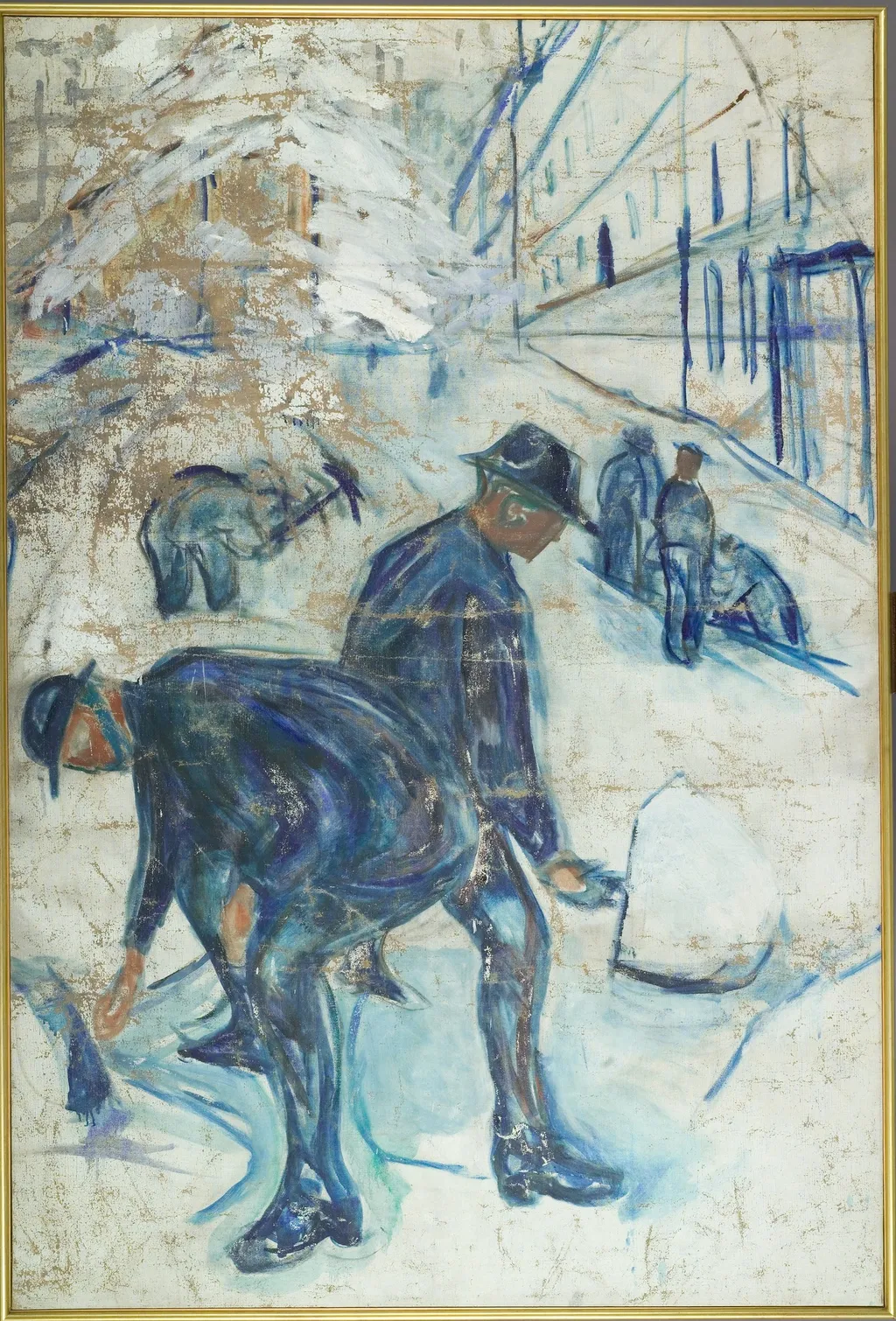 Snow Shovellers on the Building Site, by Edvard Munch, oil, 1931