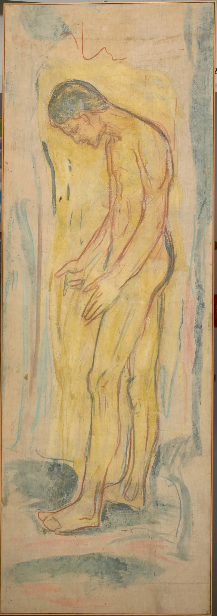 Standing Naked Man. The Source, by Edvard Munch, tempera, 1910