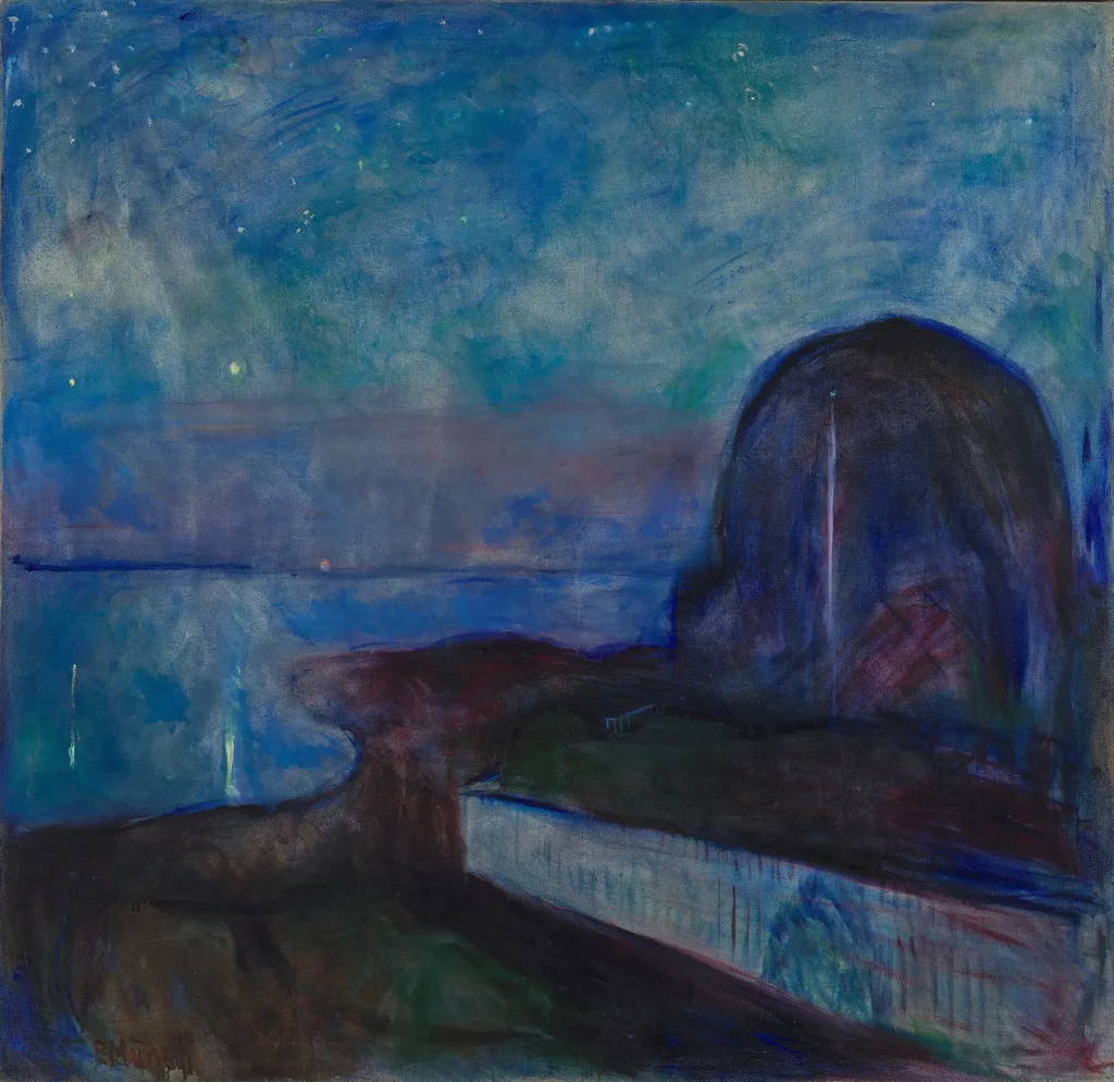 Starry Night, by Edvard Munch, oil, 1897