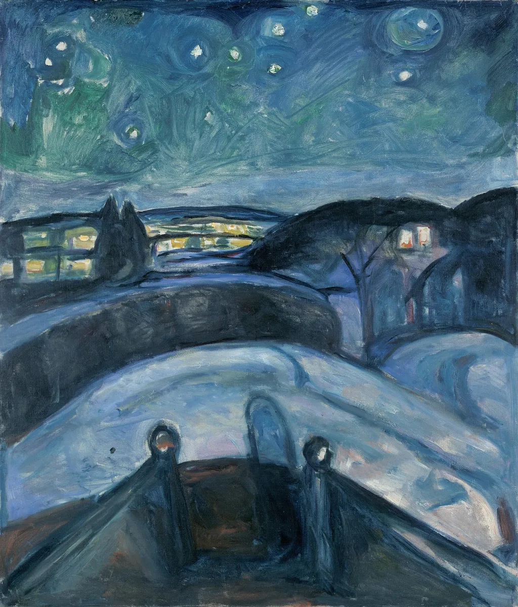 Starry Night, by Edvard Munch, oil, 1922