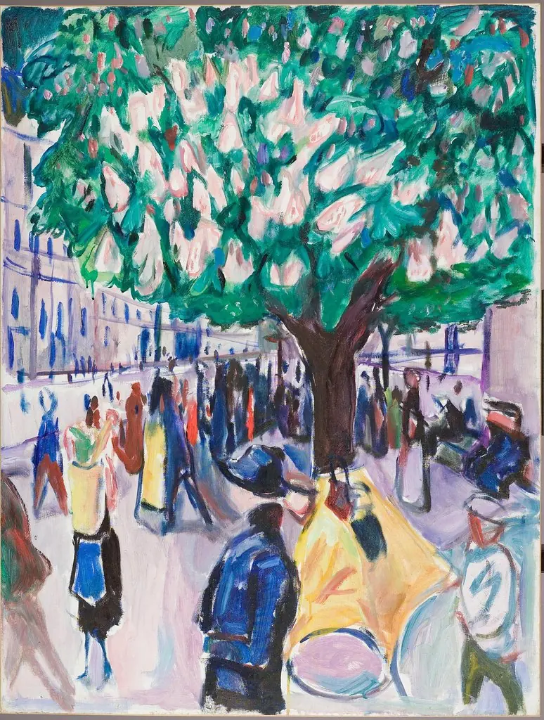 Street With Chestnut in Blossom, by Edvard Munch