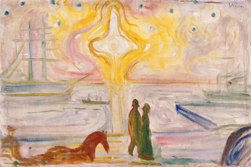 Sunrise in the Harbour, by Edvard Munch, oil, 1897