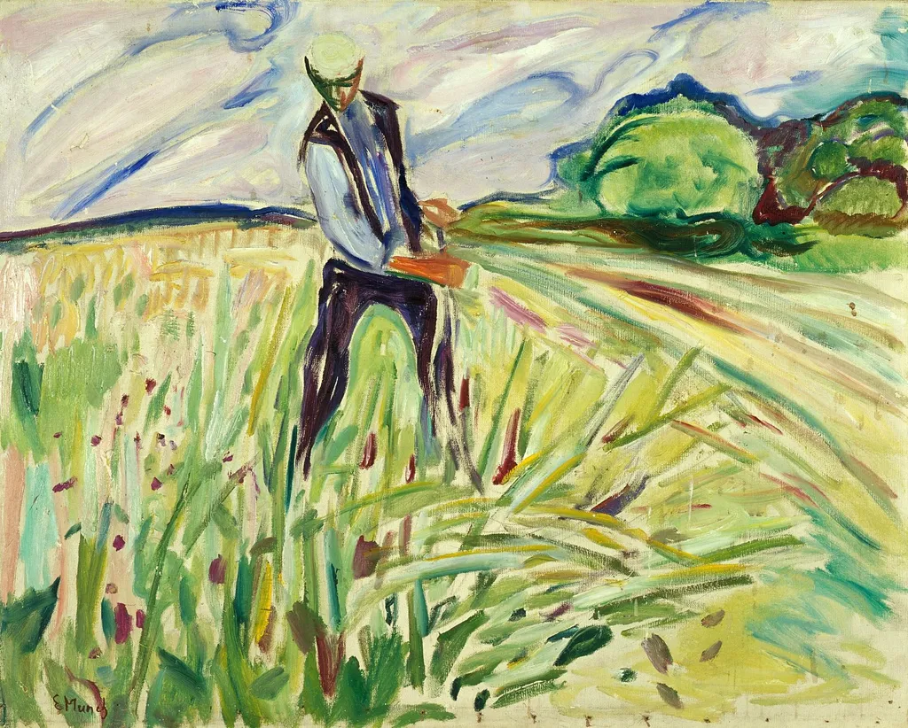The Haymaker, by Edvard Munch, oil, 1917