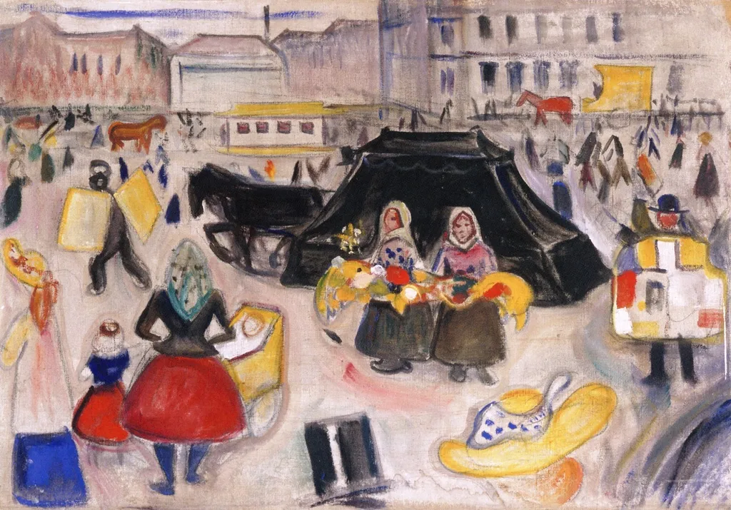 The Hearse on Potsdamer Platz, by Edvard Munch, oil, 1902