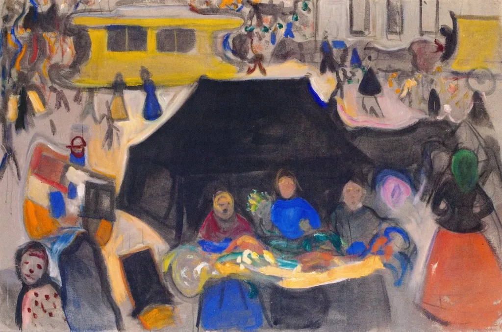 The Hearse on Potsdamer Platz, by Edvard Munch, oil, 1902