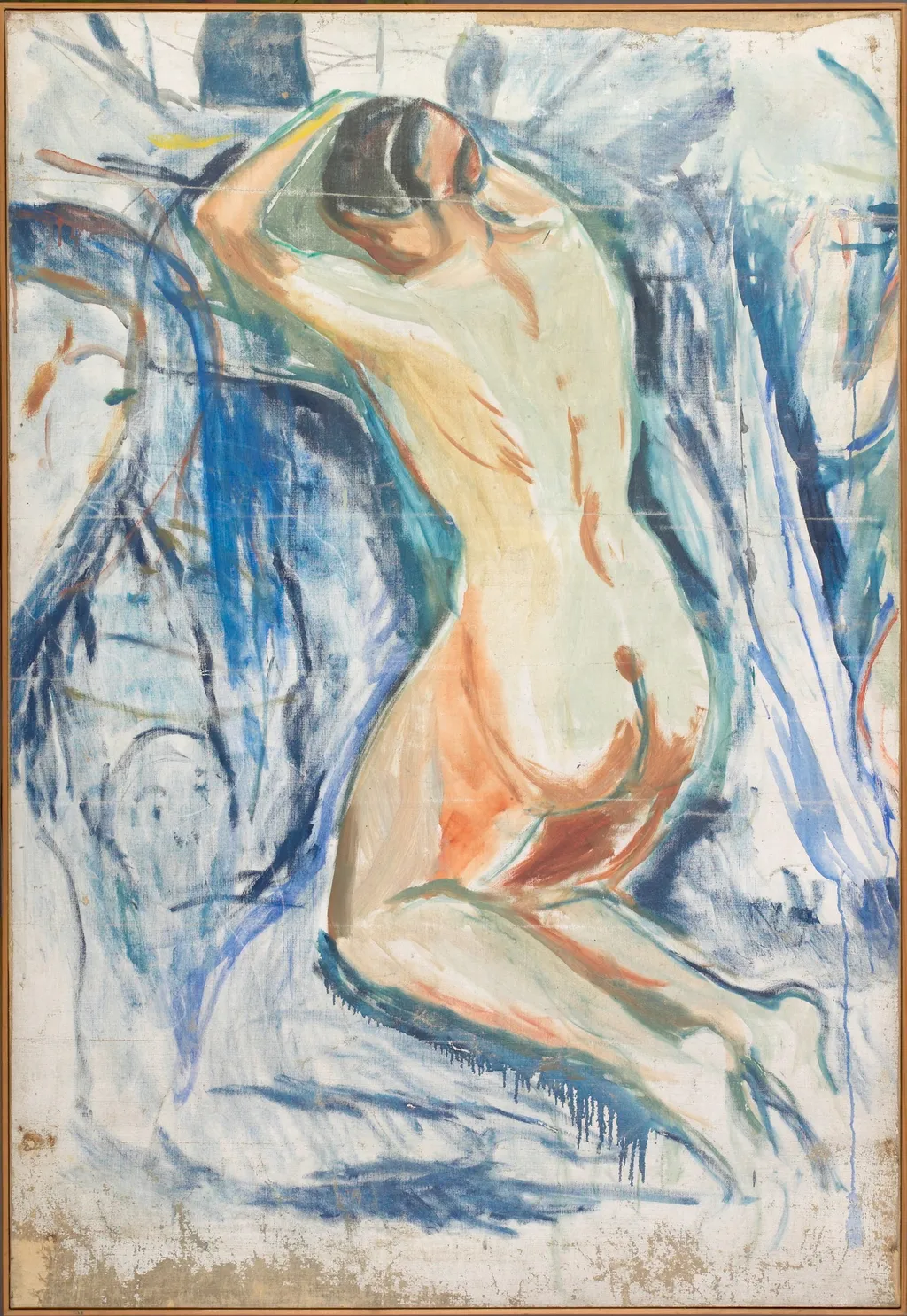 The Human Mountain: Kneeling Nude, by Edvard Munch, oil, 1927
