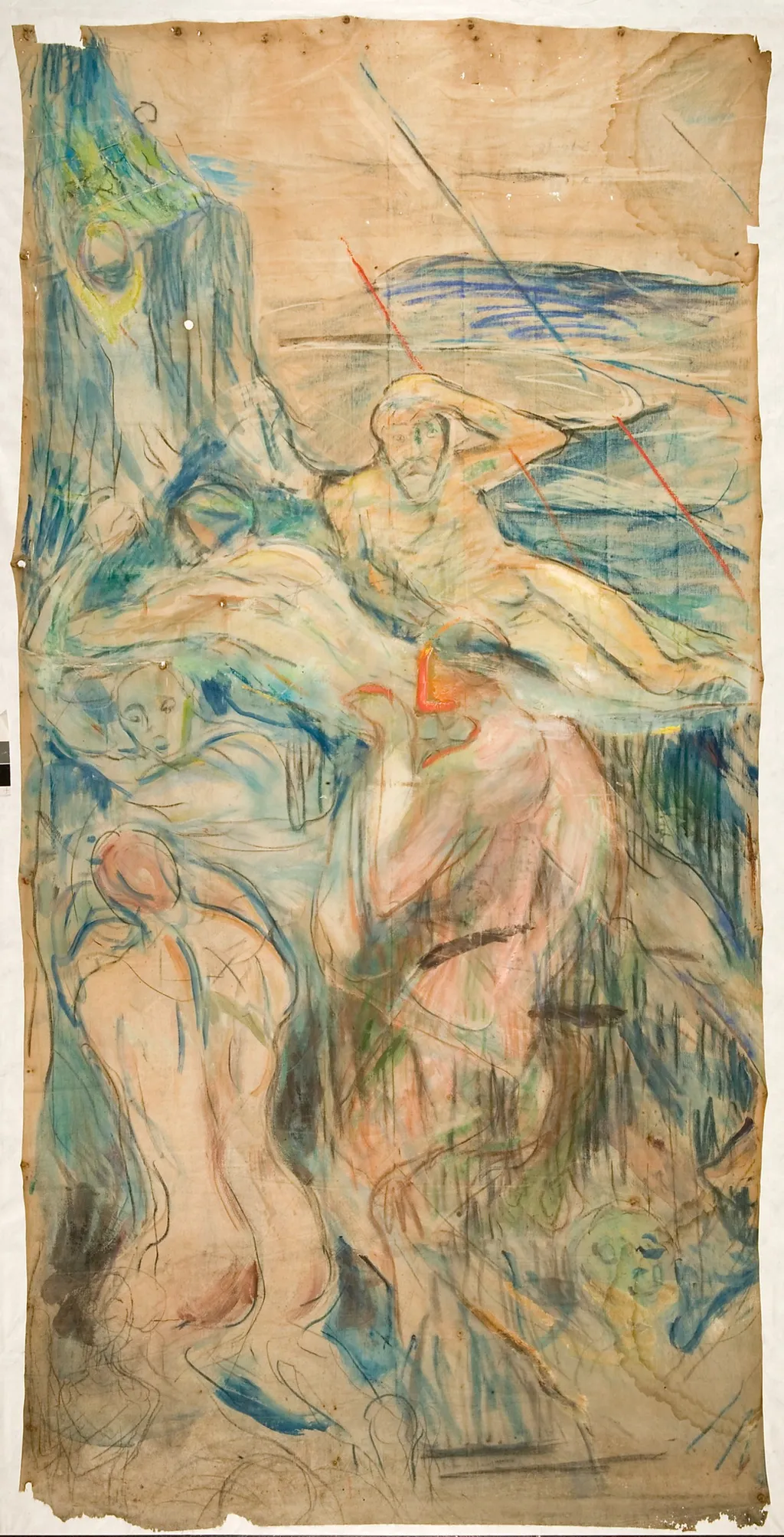 The Human Mountain: Right Part, by Edvard Munch, charcoal, 1926