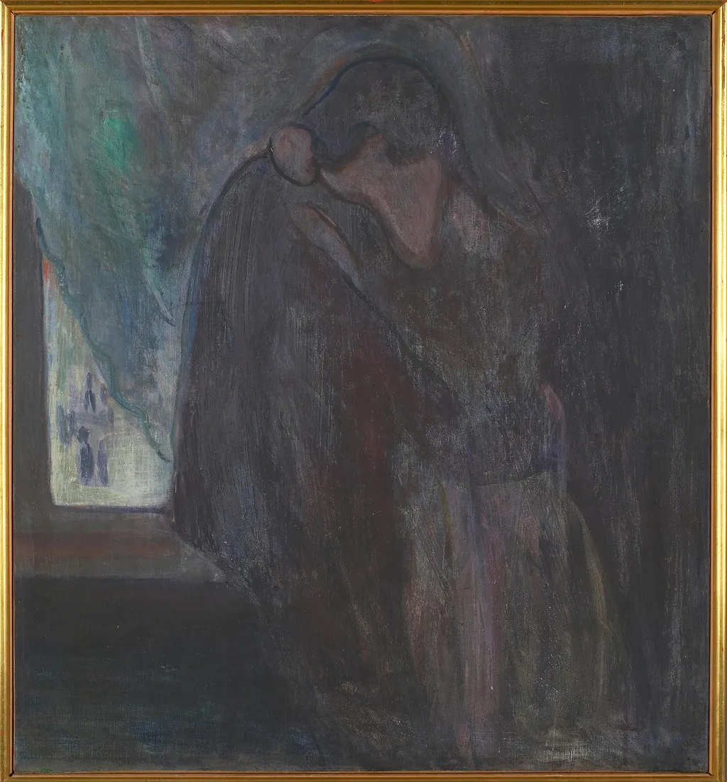 The Kiss, by Edvard Munch, oil, 1899
