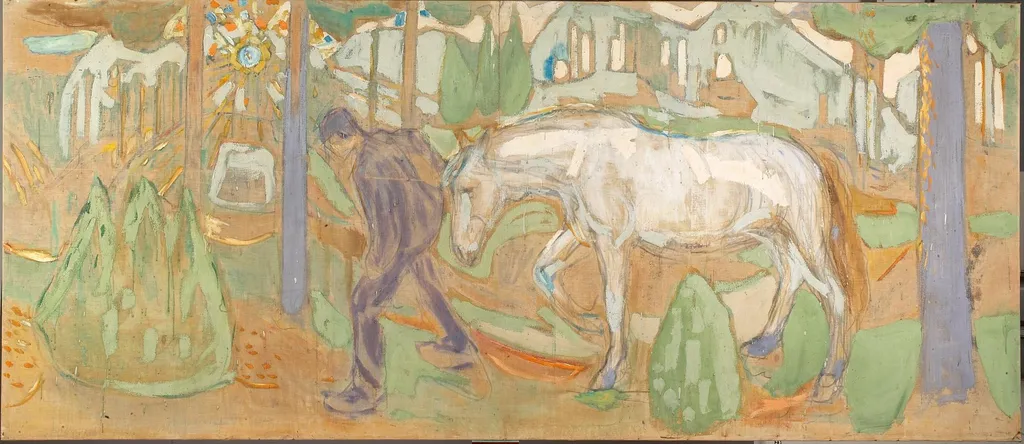 The Pathfinder, by Edvard Munch, charcoal, 1911