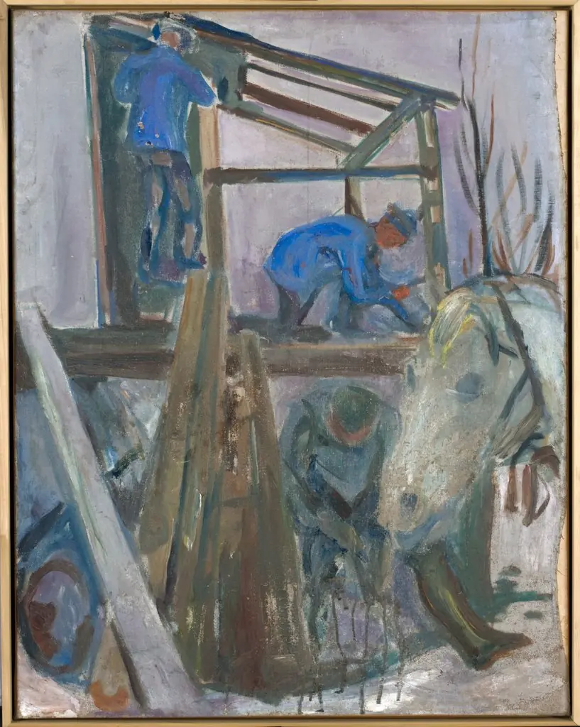 Timbermen at Work on the Studio Building, by Edvard Munch