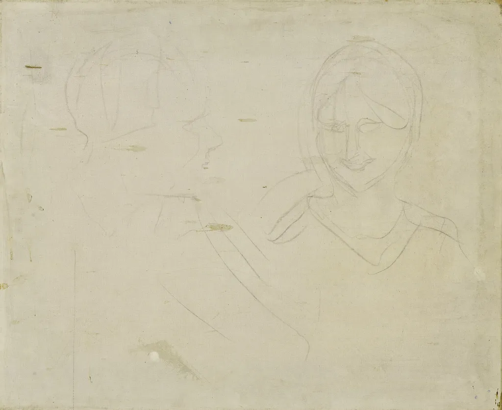 Two Heads, by Edvard Munch, crayon, 1920