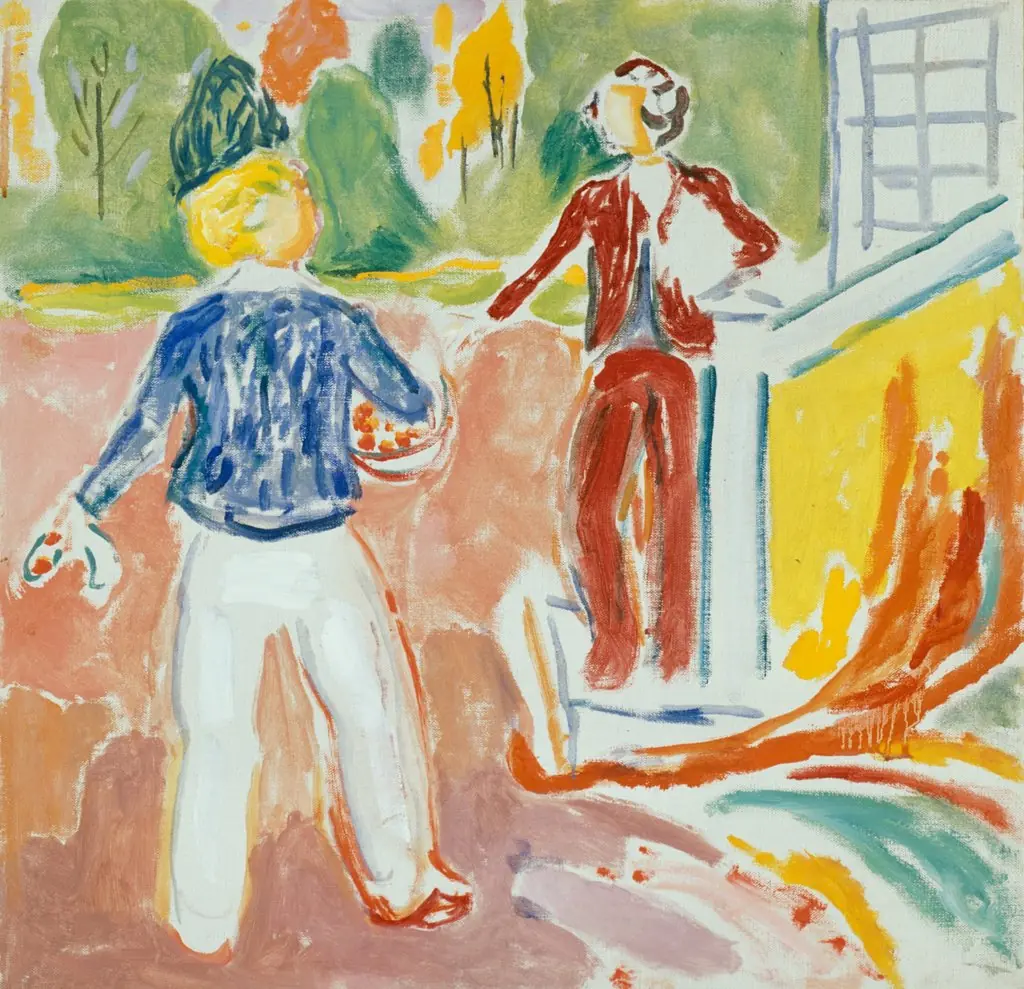 Two Women by the veranda Steps, by Edvard Munch