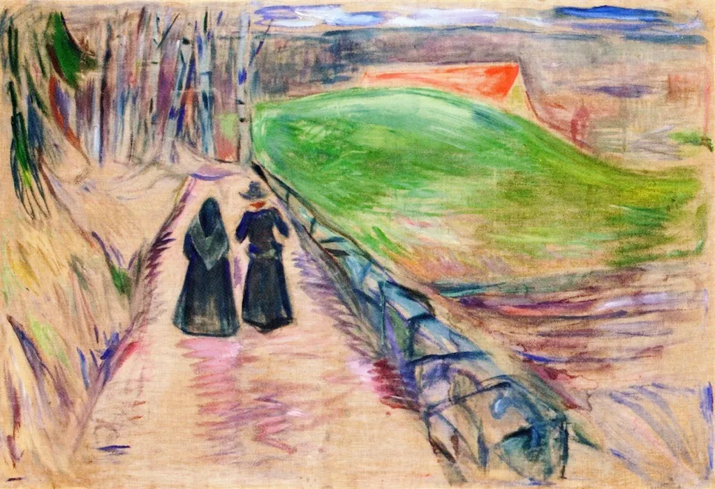Two Women on the Road, by Edvard Munch, oil, 1906