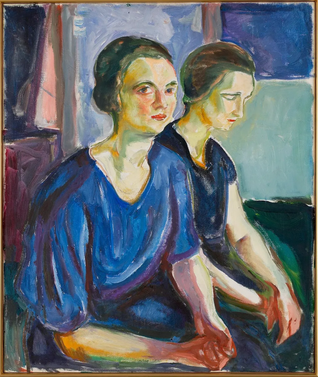 Two Women, Seated, by Edvard Munch, oil, 1924