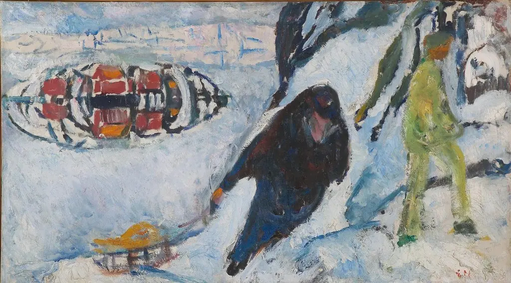 Uphill with a Sledge, by Edvard Munch
