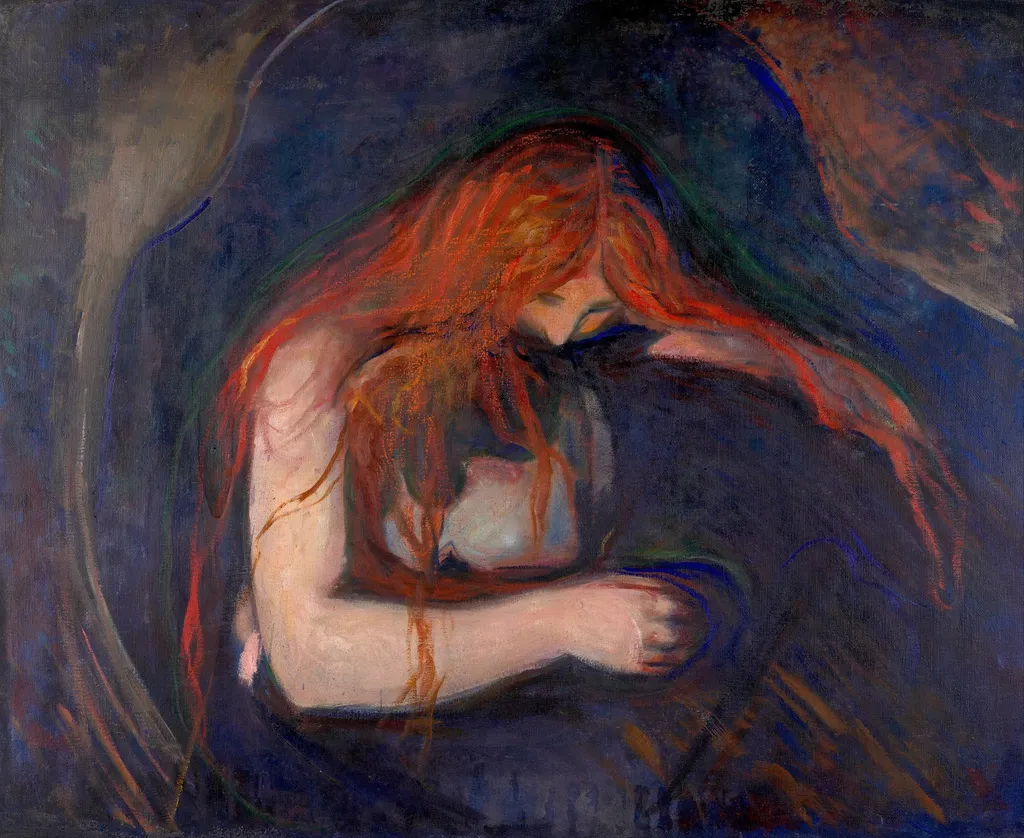 Vampire, by Edvard Munch, oil, 1898