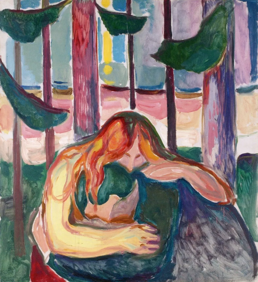 Vampire in the Forest, by Edvard Munch, oil, 1916