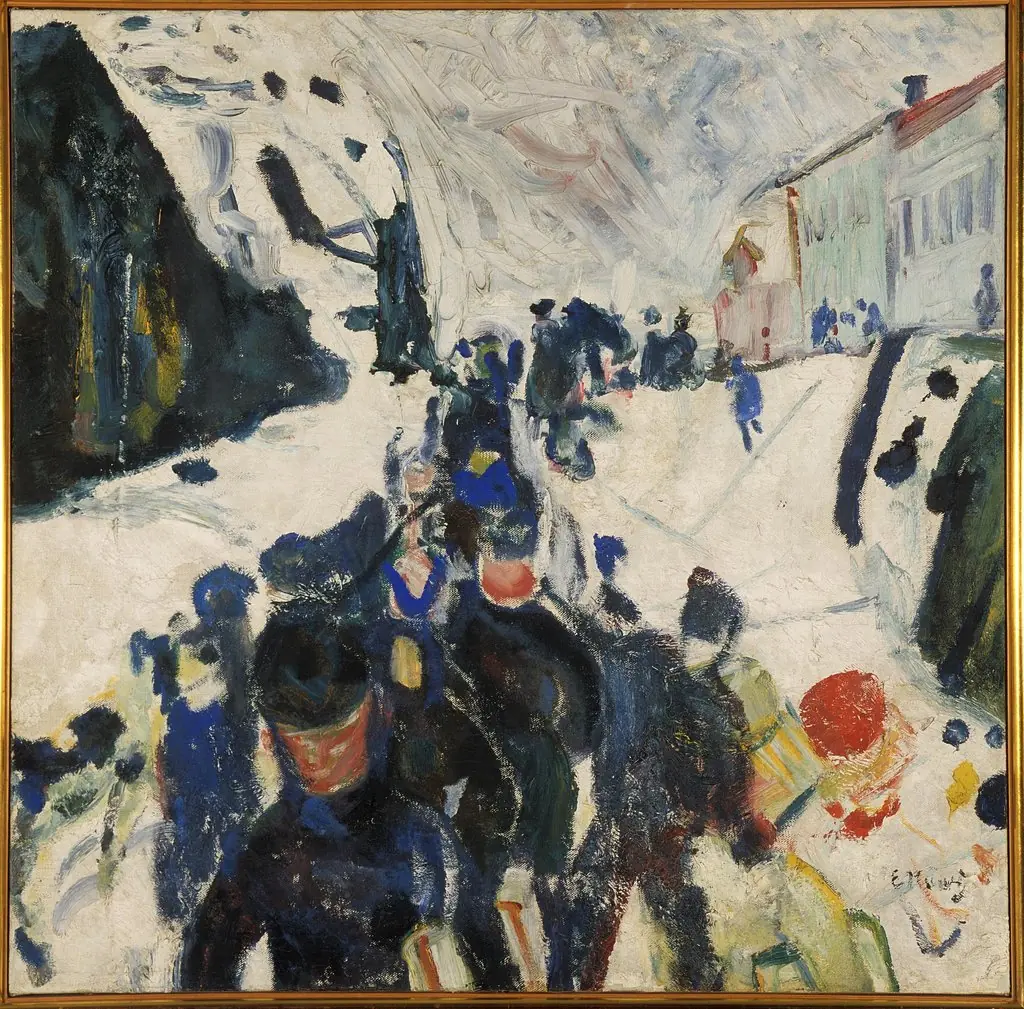 Walking in Snow, by Edvard Munch
