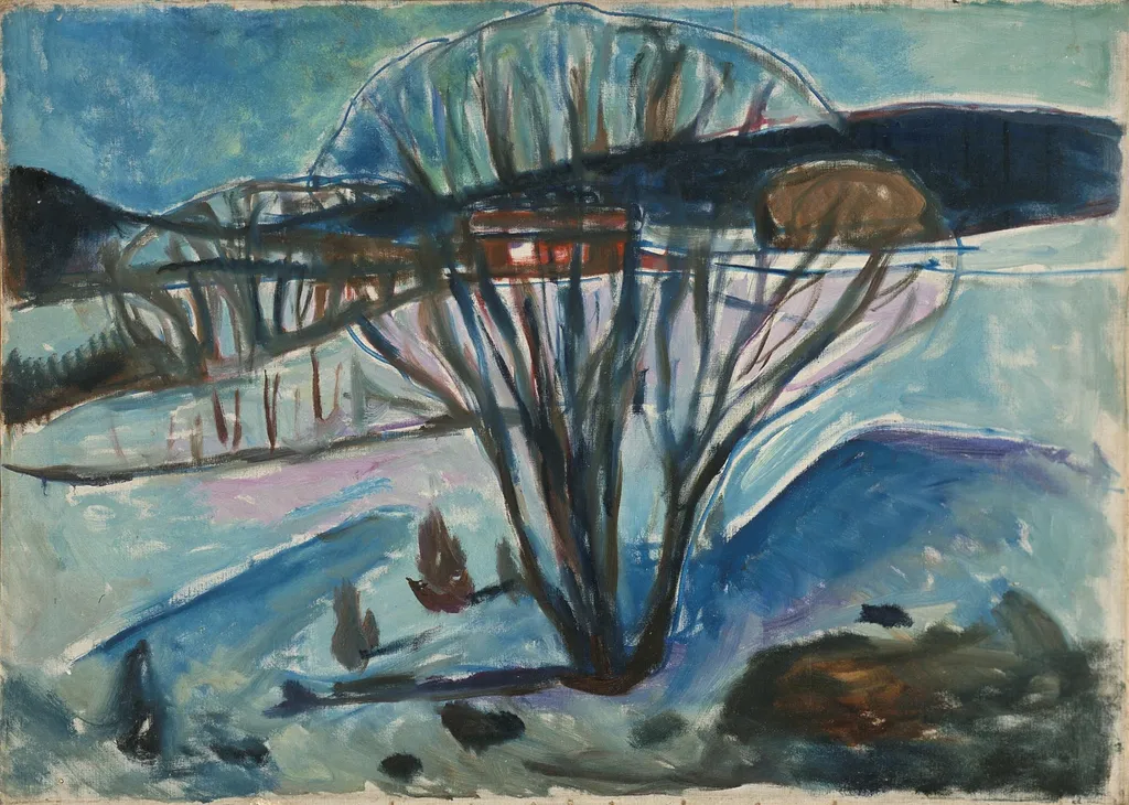 Winter Night, by Edvard Munch, oil, 1923