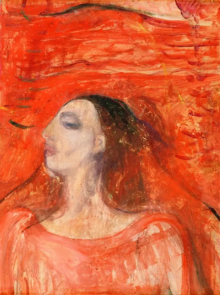 Woman Against a Red Background, by Edvard Munch
