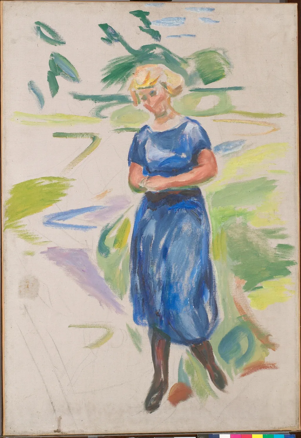 Woman in a Blue Dress, by Edvard Munch, oil, 1924