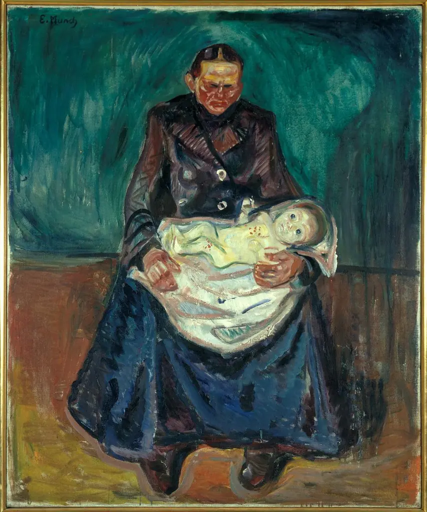 Woman with Sick Child. Inheritance, by Edvard Munch