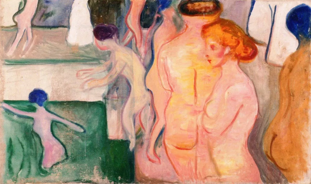 Women in a Swimming Pool, by Edvard Munch, oil, 1898