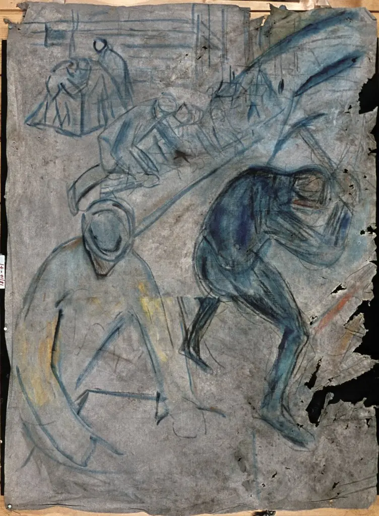 Workers in Snow: Fragment, by Edvard Munch