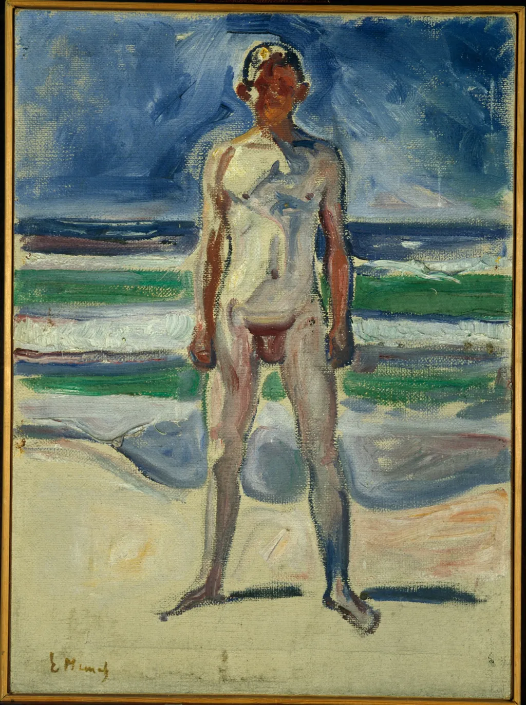 Young Man on the Beach, by Edvard Munch, oil, 1908