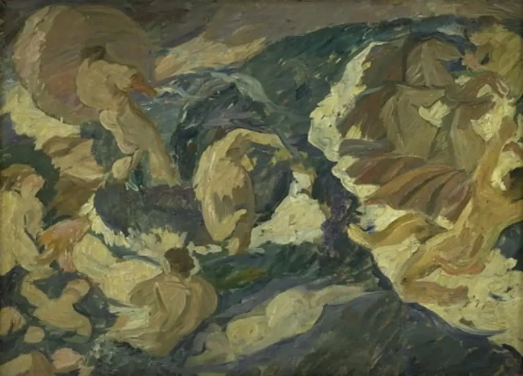 Poseidon Rushing over the Sea Surrounded by Nereids and Tritons, by Edvard Weie