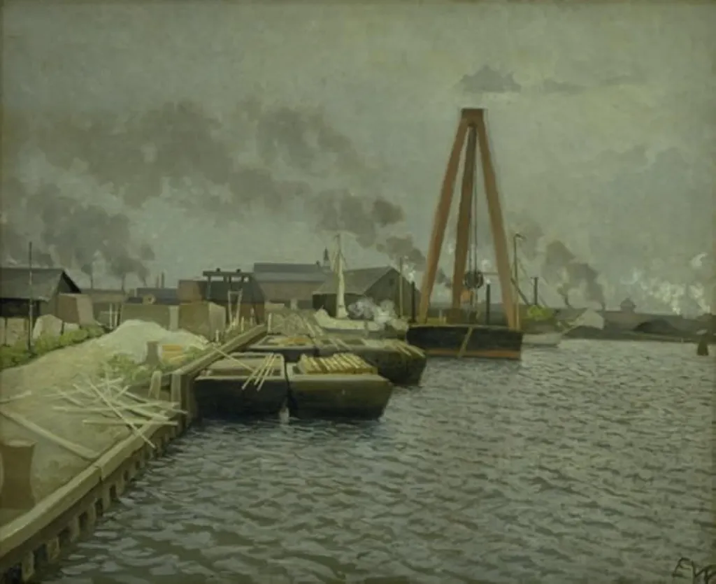 Refshaleøen. The Copenhagen Harbour, by Edvard Weie, oil, 1907